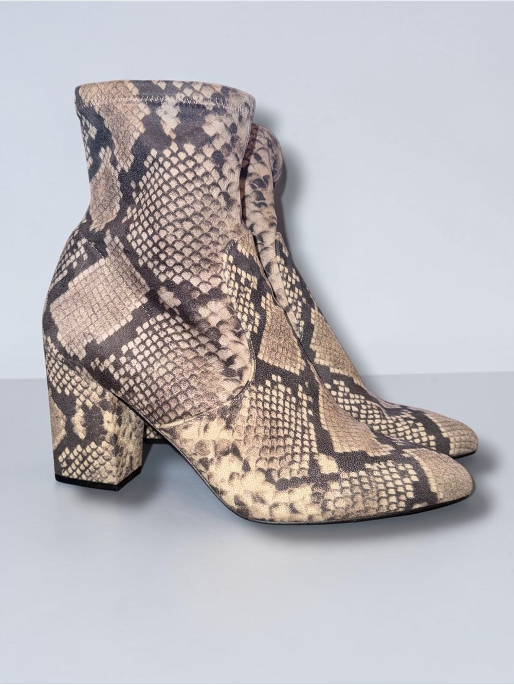Steve Madden Elory faux suede snakeskin print ankle boots